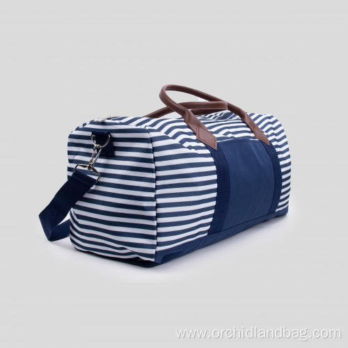 Blue Striped Canvas Travel Bag